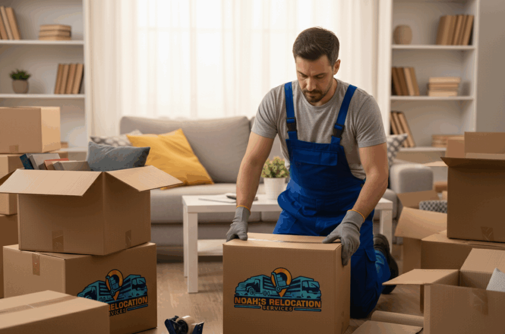 Mover providing partial packing services for specific rooms like kitchen and closets in Northern Virginia.