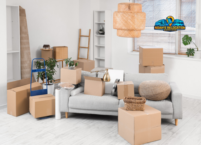 Professional movers in Aldie VA carefully securing furniture inside moving truck