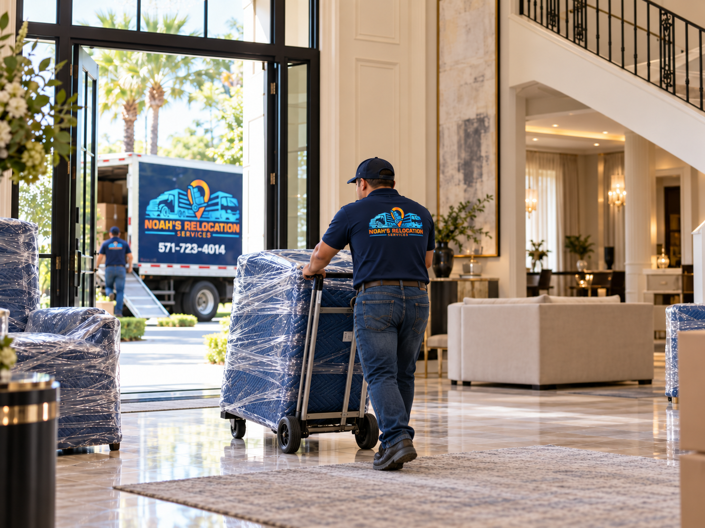 Noah’s Relocation Services commercial movers handling office furniture in Northern Virginia