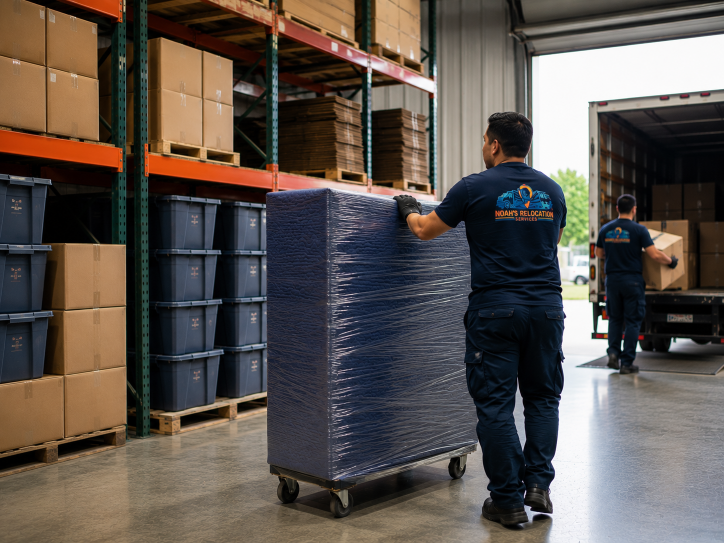 Business furniture and equipment stored by Noah’s Relocation Services in Northern Virginia